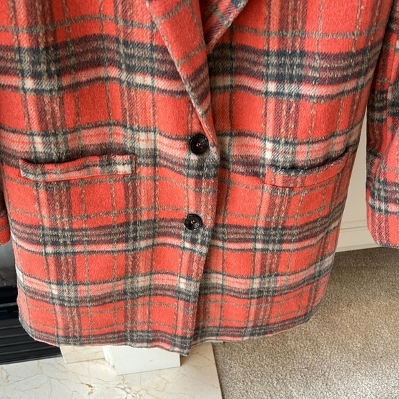 &merci en merci Orange Plaid Shacket Size Small - Picture 5 of 9